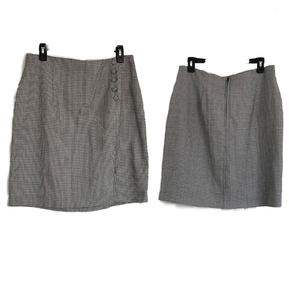 VTG Button Decor Houndstooth Skirt - Picture 6 of 14